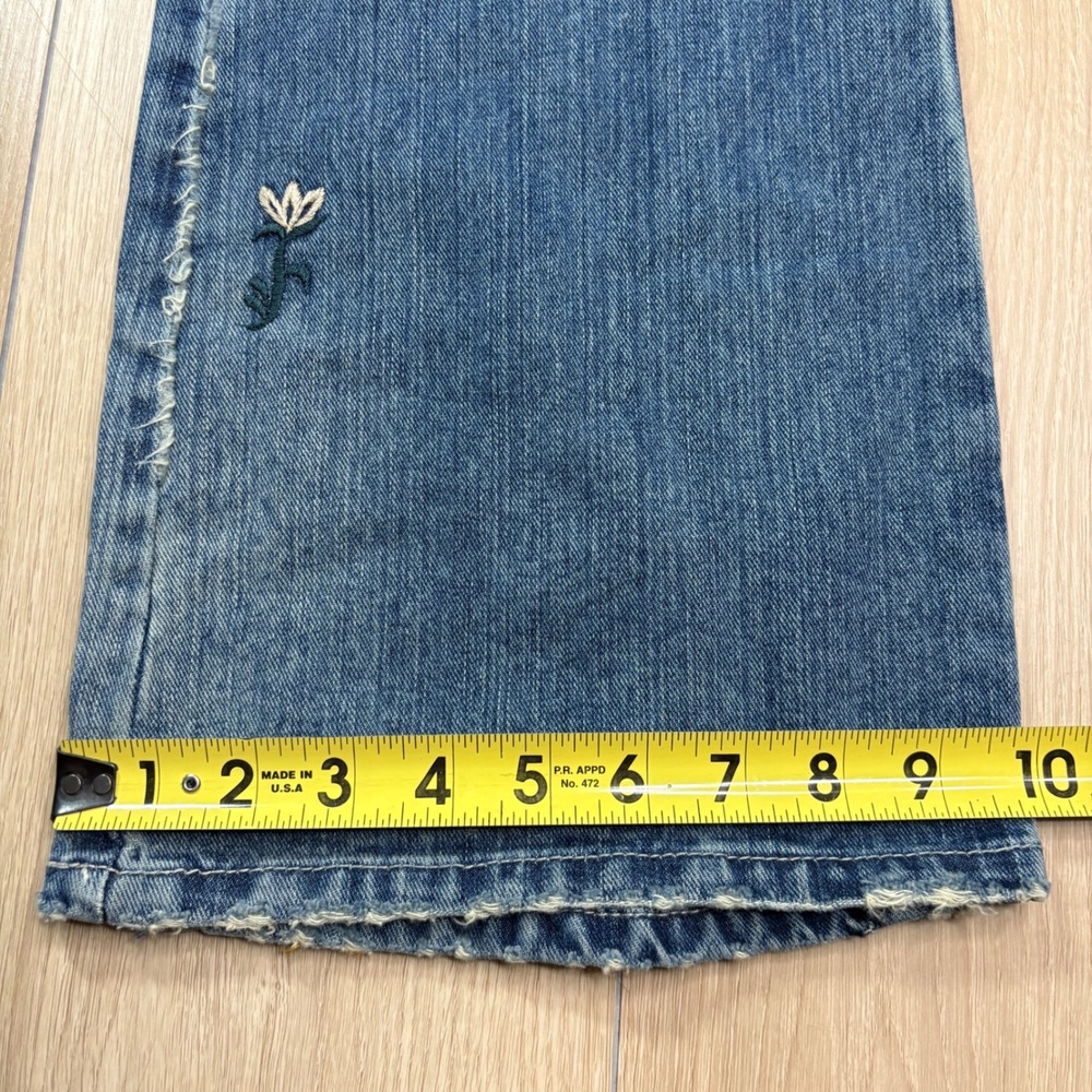 Venus Womens Y2K Flare Jeans Blue Denim Embroidered Lace Patchwork Low Rise SZ 6 - Picture 11 of 11